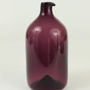 Glass vase signed Purple Timo Sarpaneva Pullo Bird Bottle, Iittala, Finland.