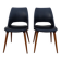 2 chairs in black skai compass legs Louis Paolozzi
