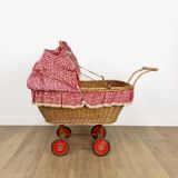 Vintage wicker doll pram cradle