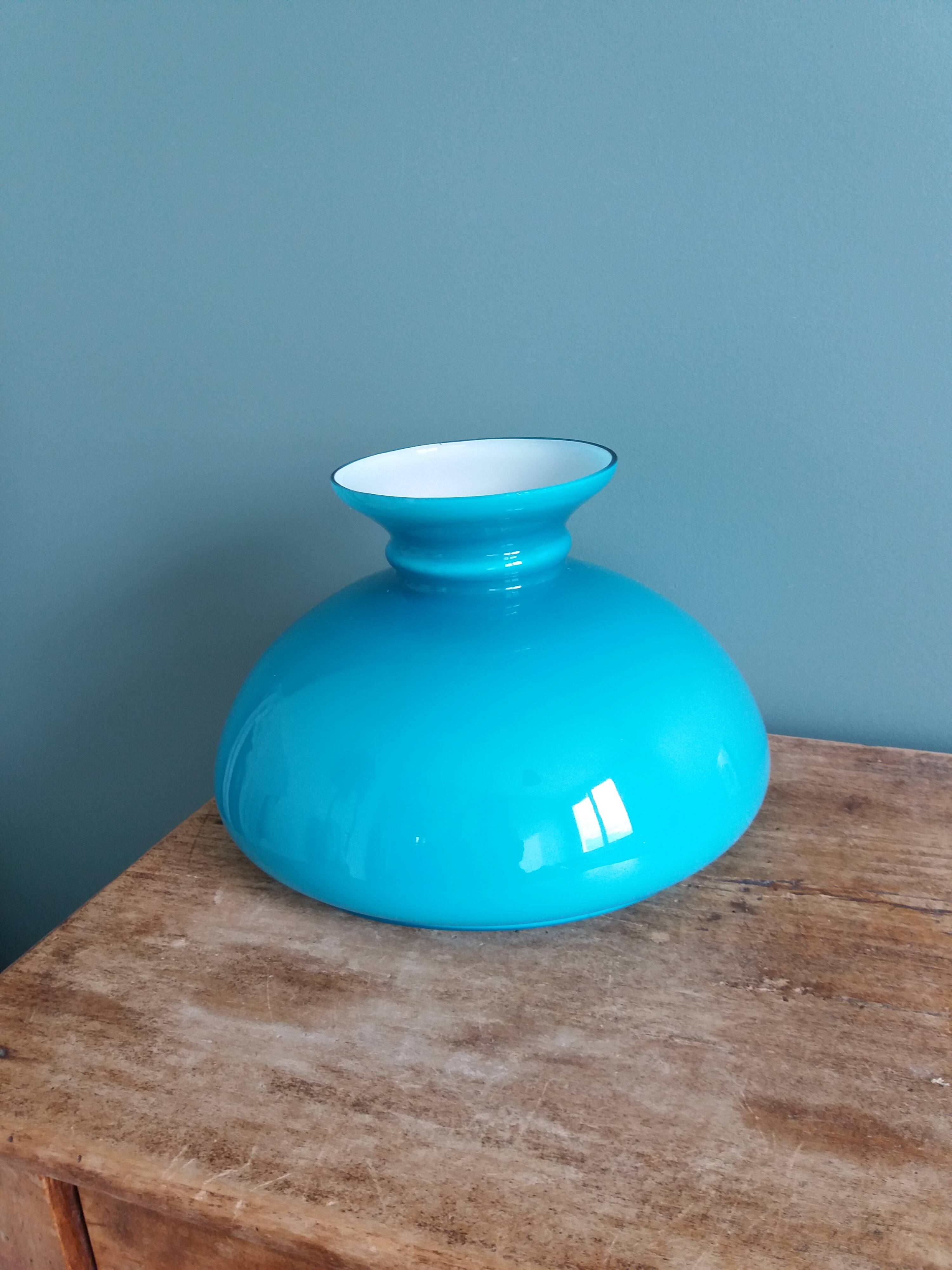 Turquoise opaline glass globe lampshade