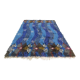 Vintage wave design blue Rya rug 202 cm x 145 cm, 1970s