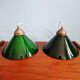 Pair of conical green opaline pendant lights, Art Deco style