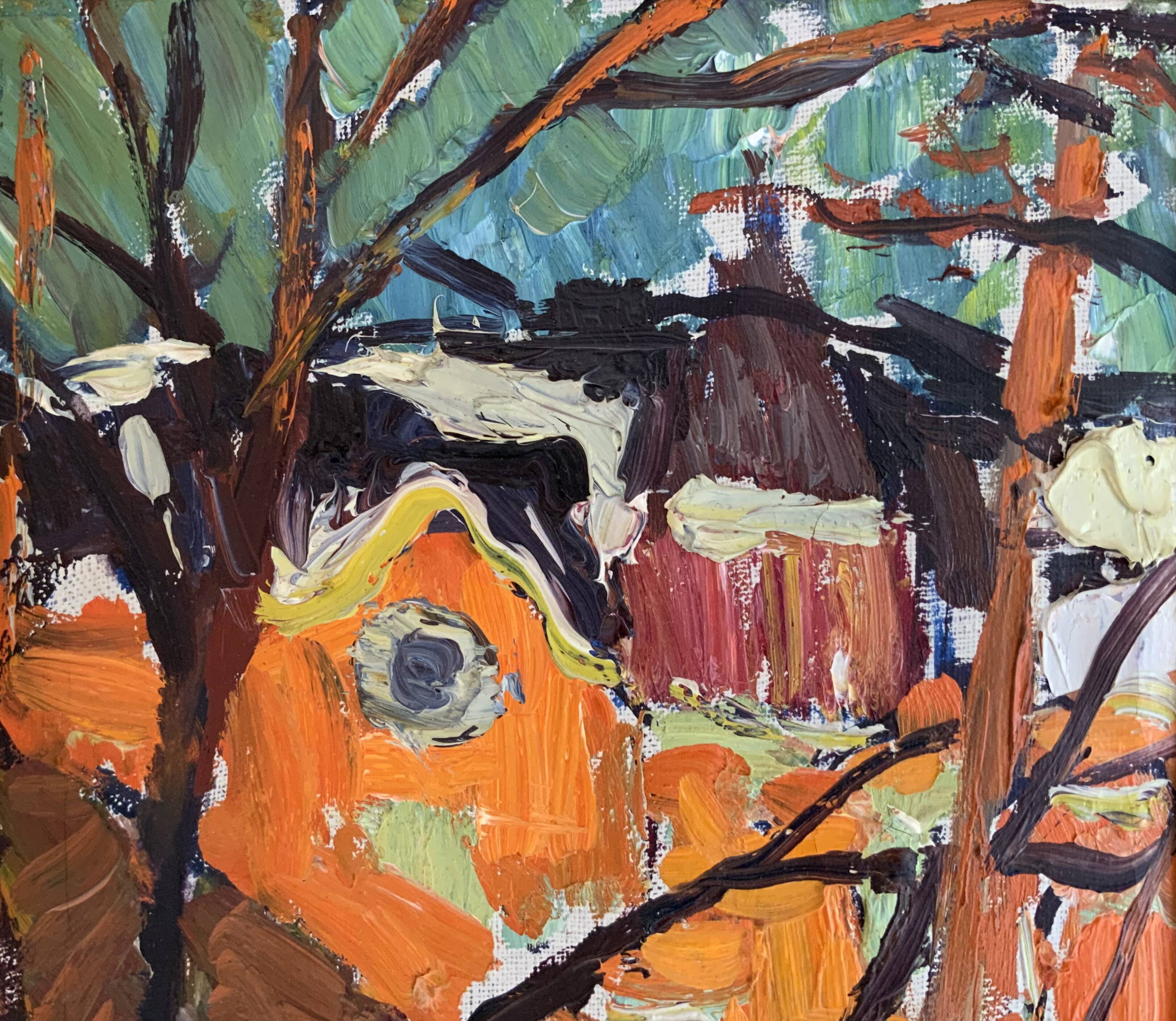 Small Vintage Impressionists Painting Landscape, signed Rune Person (1914–1