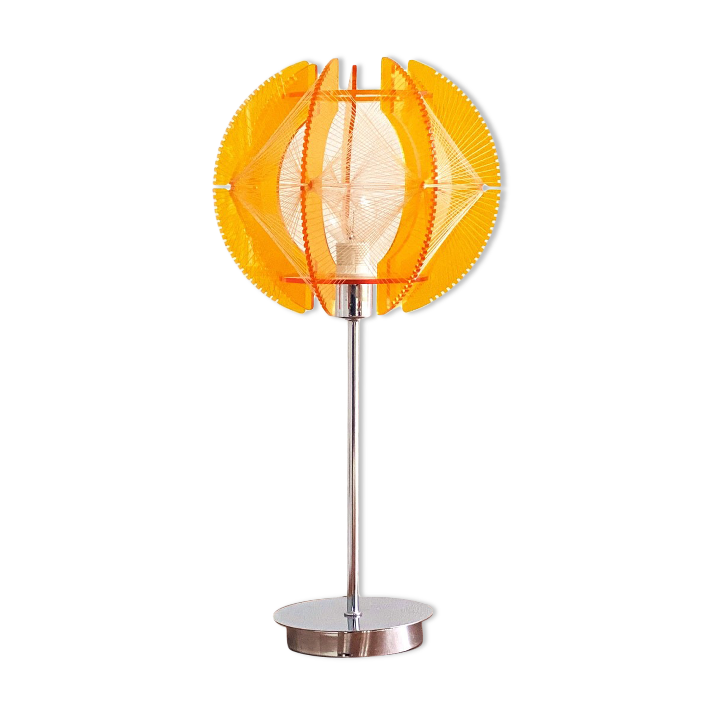 Space Age acrylic table lamp with a nylon wire thread & orange acrylic shade