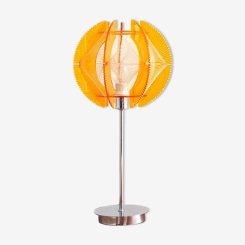 Lampe de table acrylique Space Age avec fil de nylon et abat-jour acrylique orange