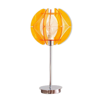 Lampe de table acrylique Space Age avec fil de nylon et abat-jour acrylique orange