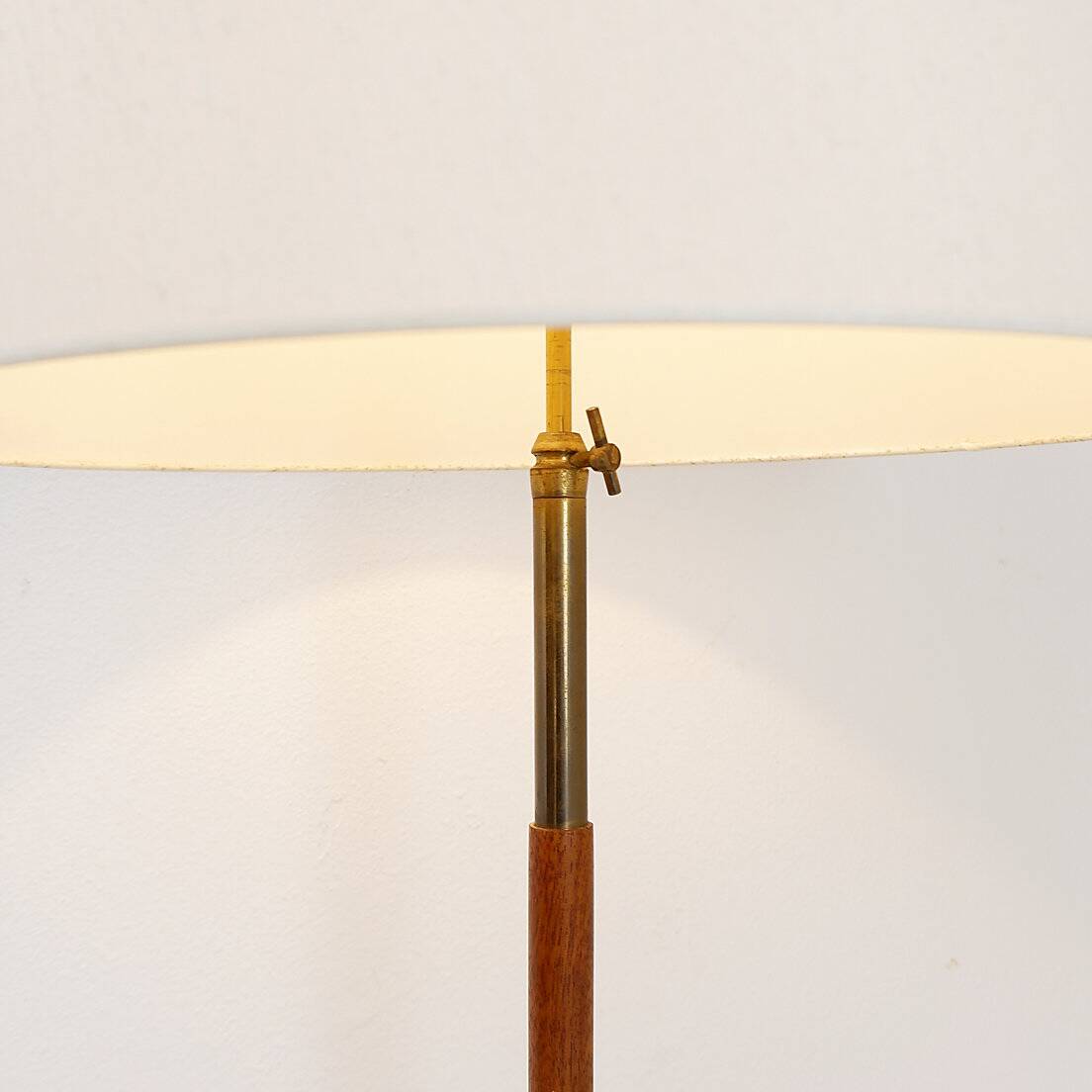 Mid-Century teak and brass floor lamp, Denmark, 1960s