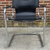 Set of 4 design cantilever chairs black and chrome design made in Italy