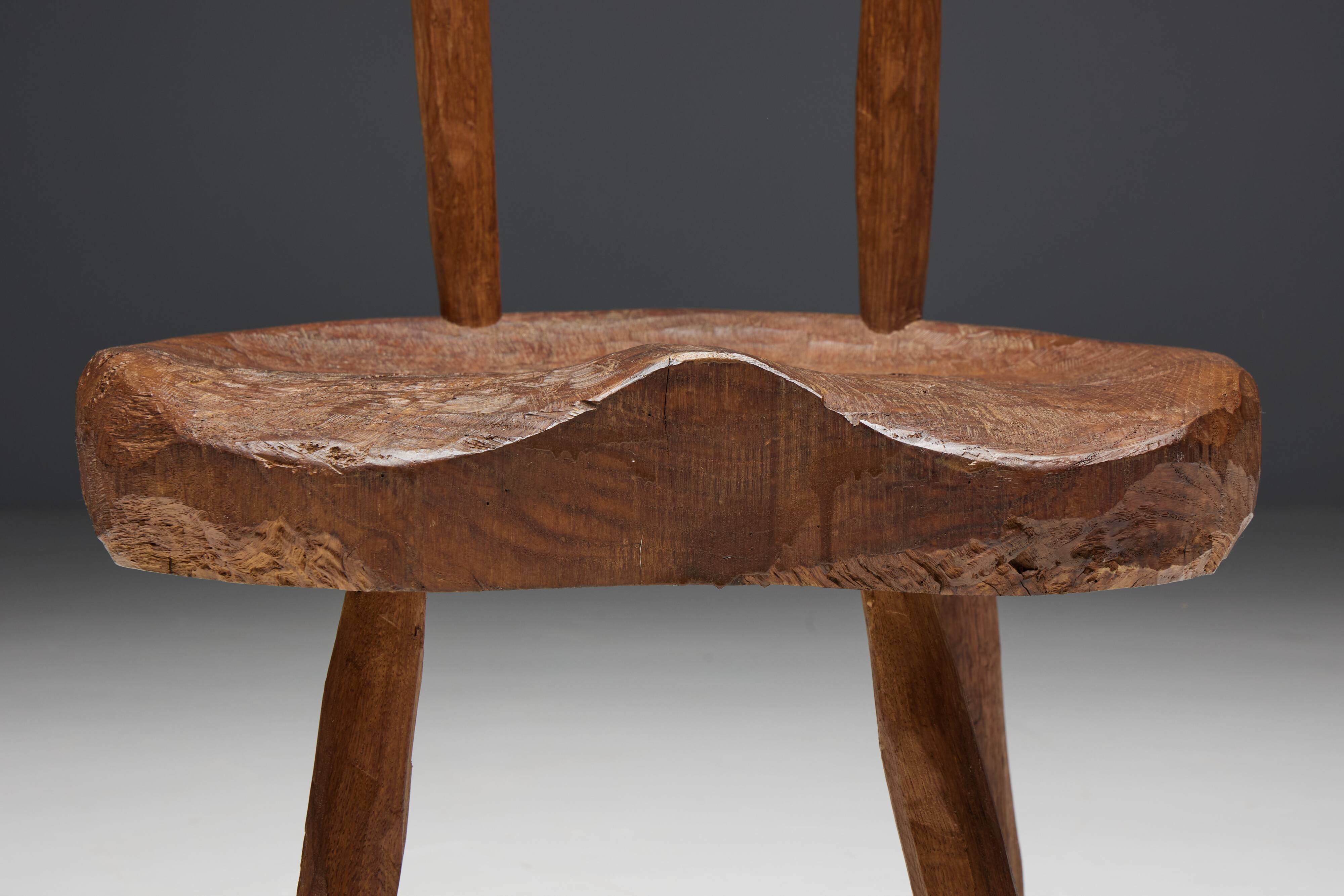 Folk Art Wabi Sabi Chair, France, 19th Century