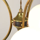 Mid century italian brass and opaline chandelier