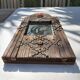 Ancient brutalist oriental wooden mirror 23x53cm