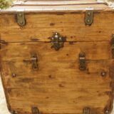 Former large wooden and iron trunk