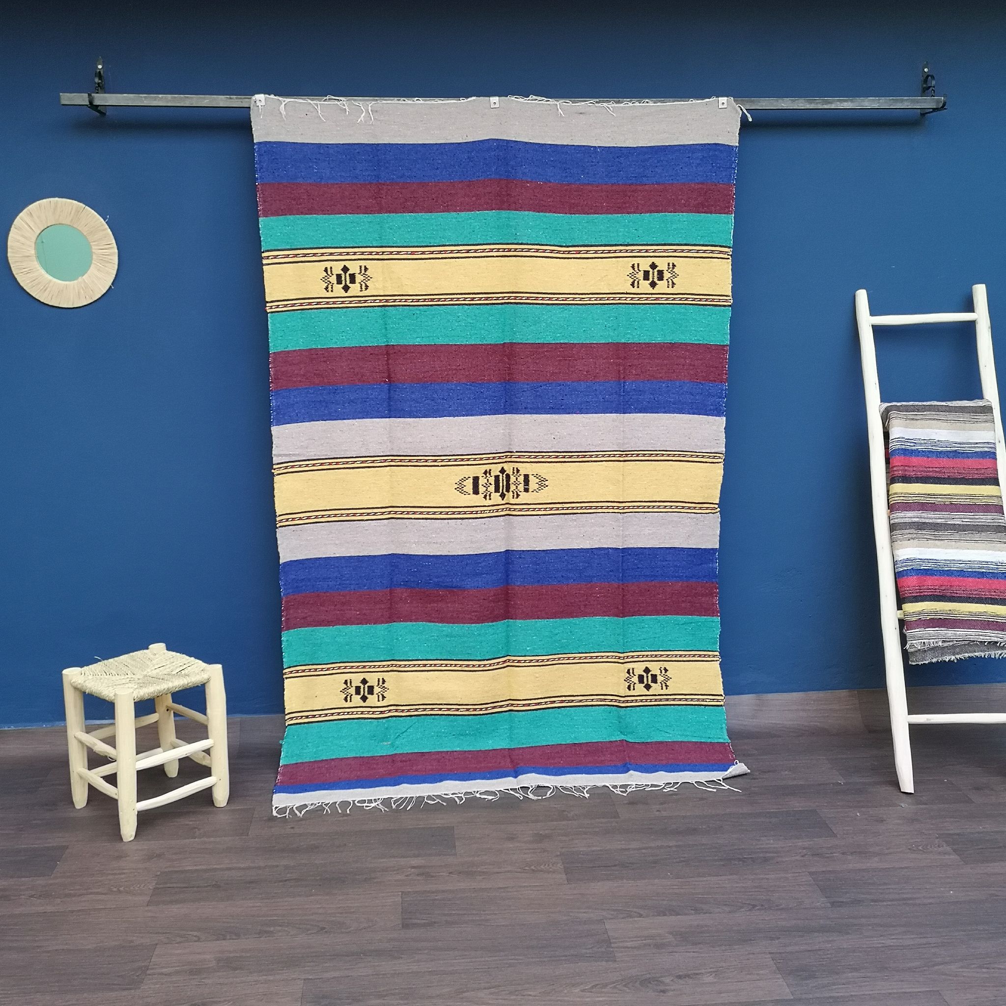 Tapis berbère marocain fait main multicolore 140 x 225 cm
