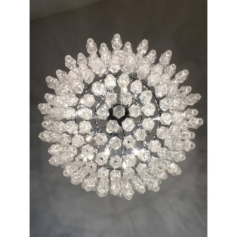 Contemporary Large Clear "Poliedri" Murano Glass Chandelier