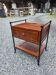Vintage bedside table in solid oak and wrought iron.