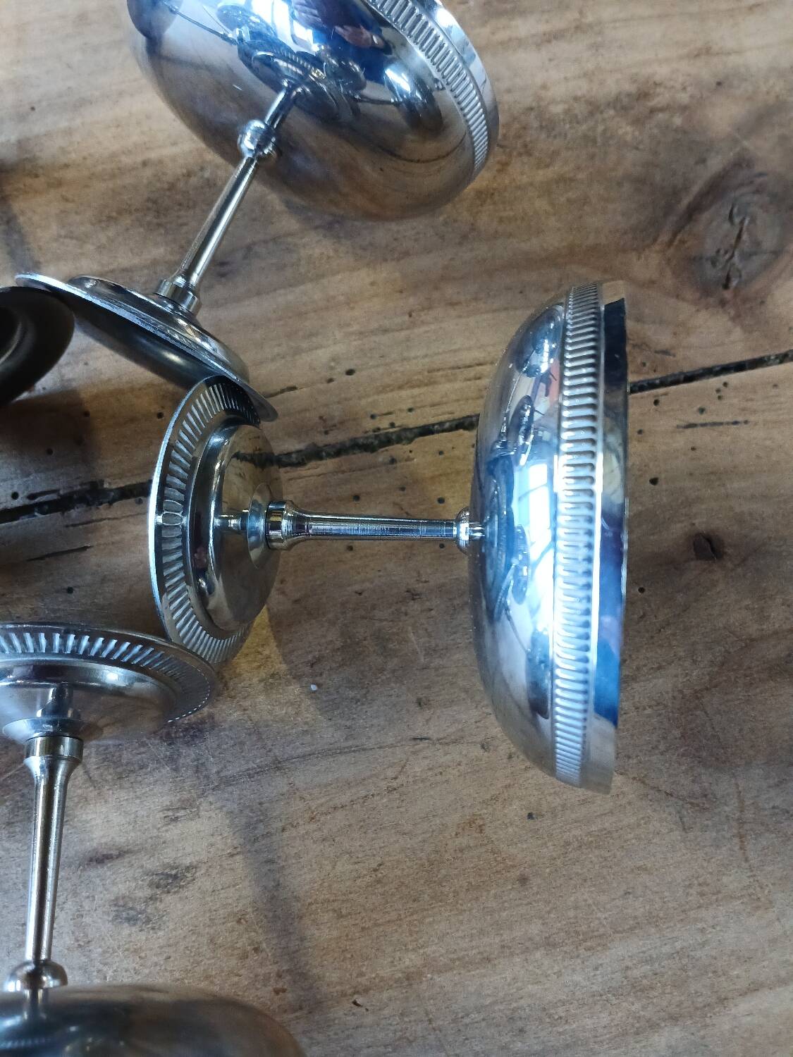 5 antique stainless steel ice cream cups