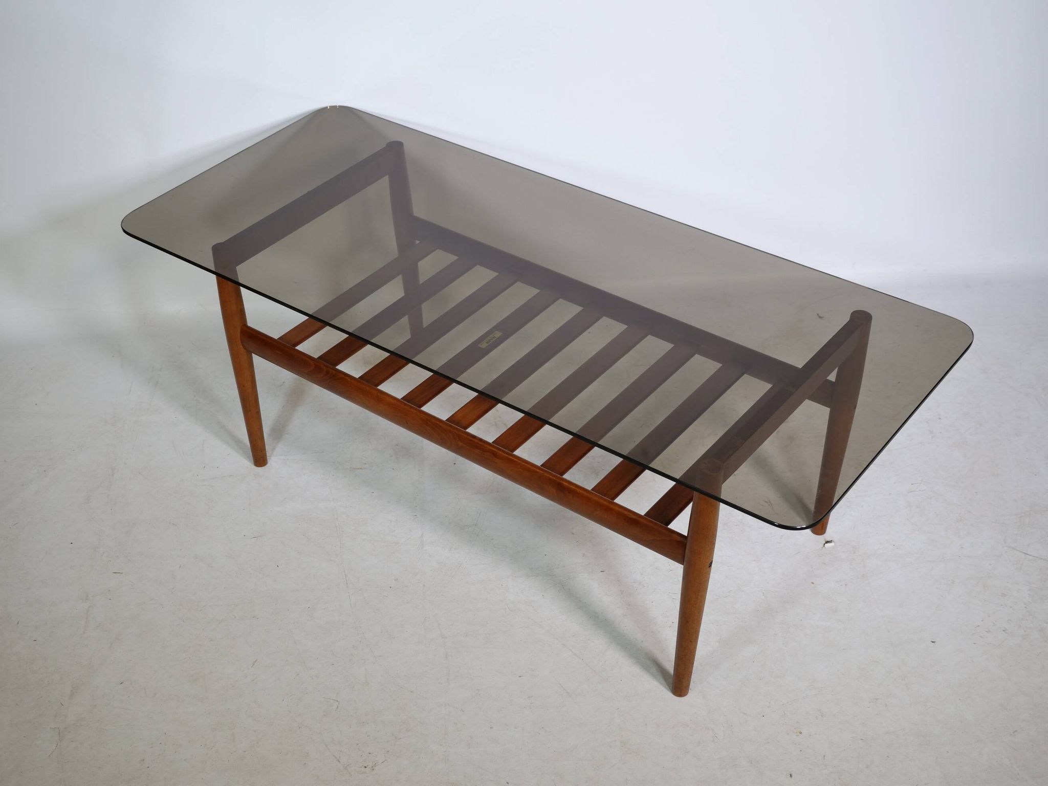 Mid-Century Design Teak Coffee Table with Smoked Glass by Möbel Mann, 1960s