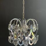 Lustre design en chrome et cristaux de Angelo Gaetano Sciolari. Vers 1970