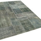 Hand-Knotted Turkish Vintage 170 cm x 245 cm Grey Patchwork Rug
