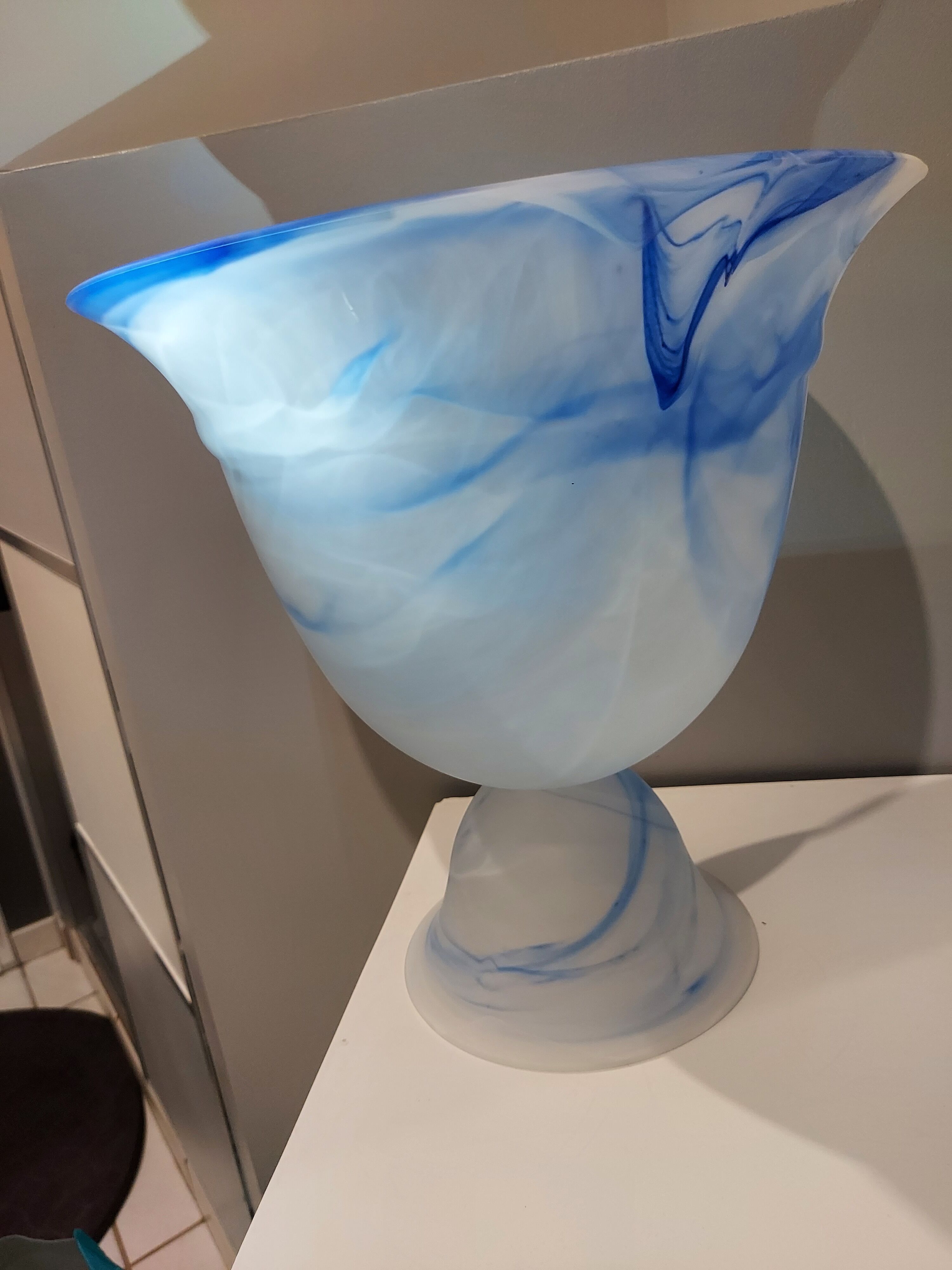 Large vase cut glass paste Vintage Murano 1970