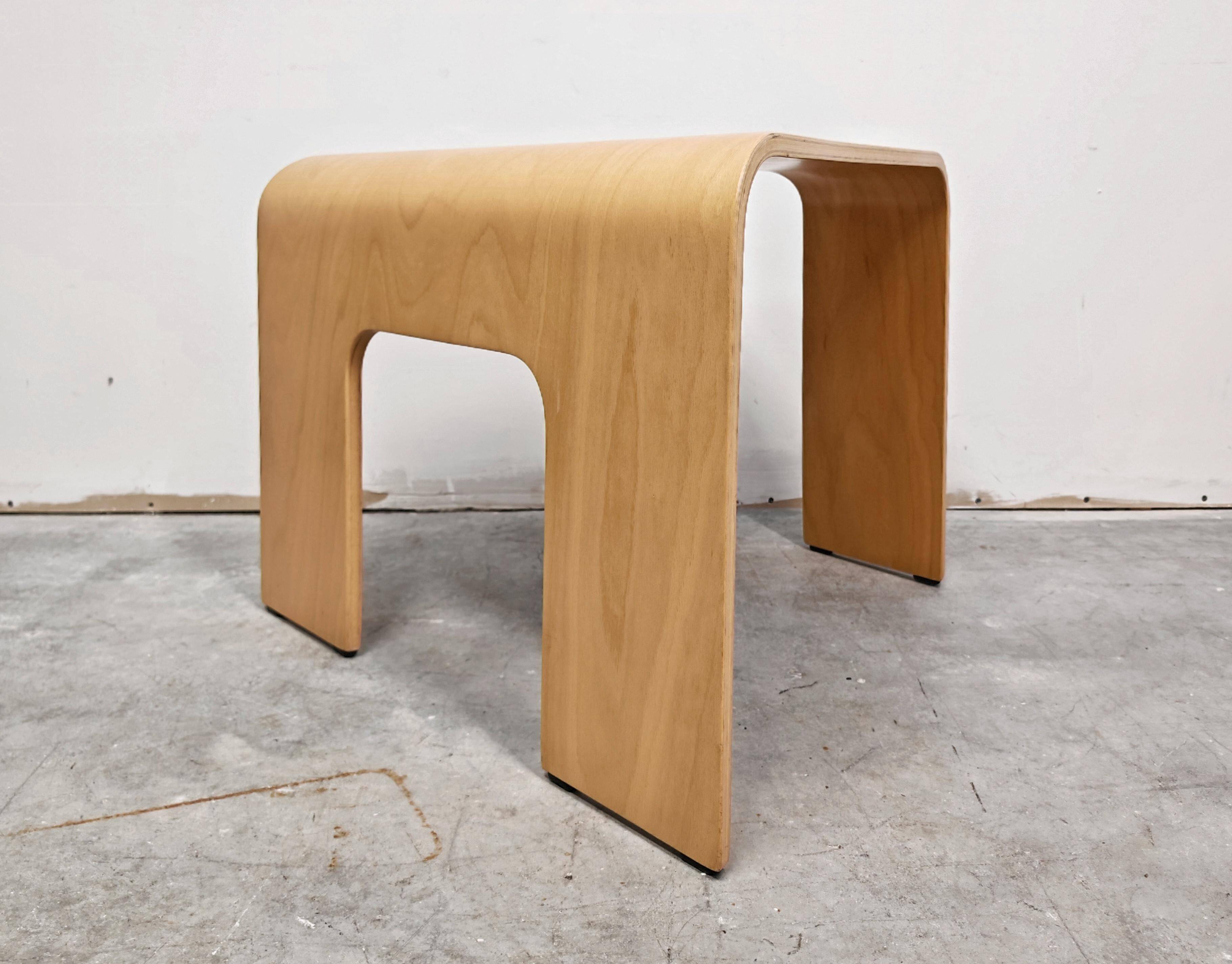 Postmodern side table made of beech plywood by Ekornes Stressless from the 1980s.