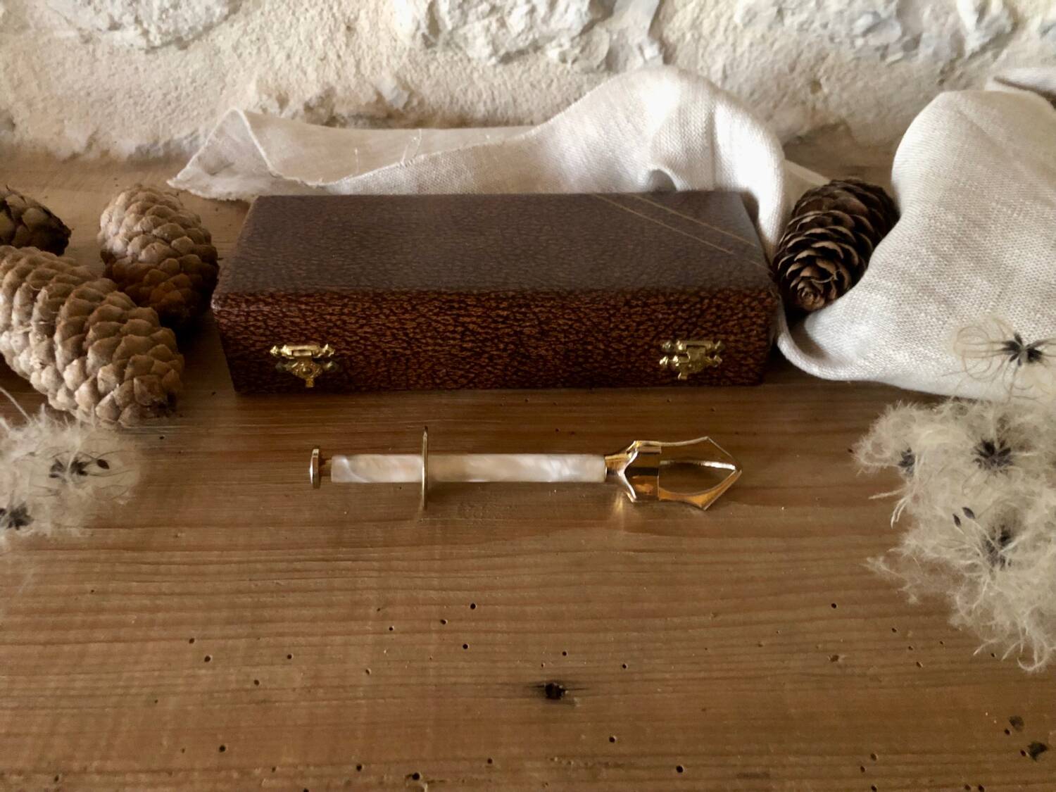 Sugar or ice tongs in their case