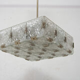 Glass and chromed steel pendant lamp by Kamenický Senov, 1970