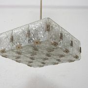 Glass and chromed steel pendant lamp by Kamenický Senov, 1970