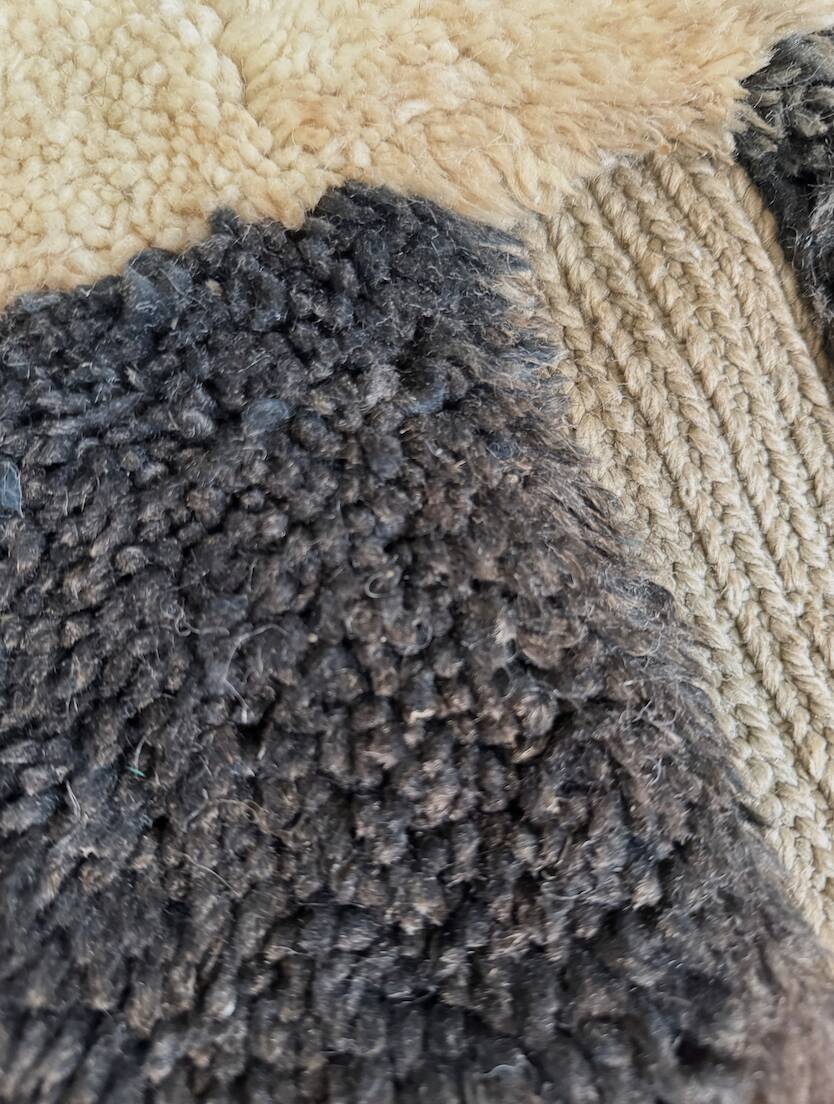 Grand tapis Mrirt béni, 100% laine vierge vintage, 4m x 3
