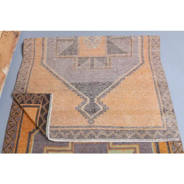 Tapis de couloir en laine turc oushak vintage fait main 111x385
