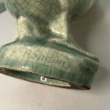 Art Deco Pair cormorants cracked ceramic signed circa 1940