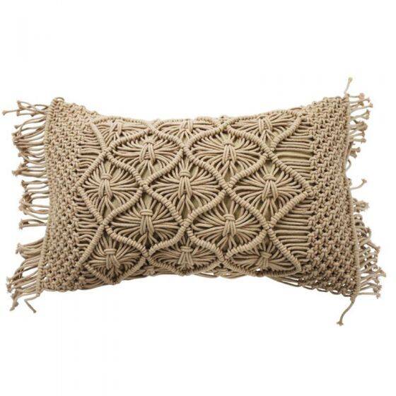 Braided nude pink macramé cushion 40x60 cm
