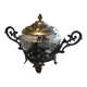 Silver-plated metal and crystal sugar bowl