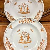 2 anciens plats ronds creux Longchamp décor Moustiers Olerys