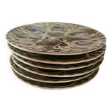 Set of 6 old Bordello Pinheiro oyster plates