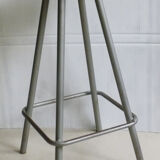 High stool in wood and metal