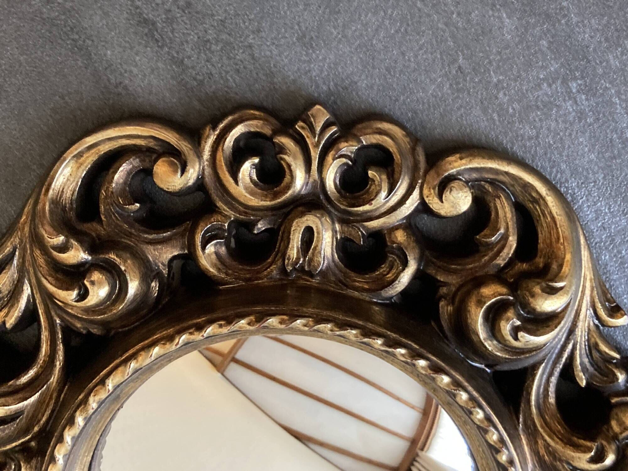 Vintage convex witch mirror – carved gilded wood – 1960s