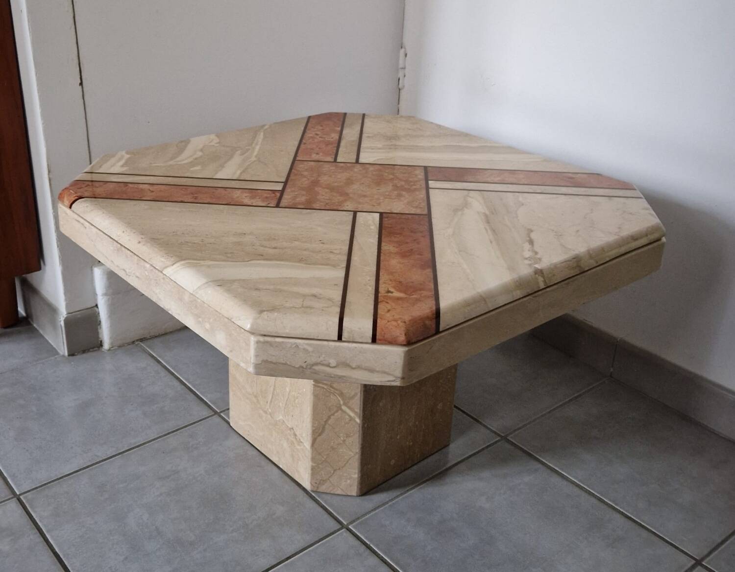 Travertine coffee table