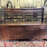 Breton safe bench in solid oak