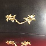 Curved dresser 3 drawers black patina Louis XV style