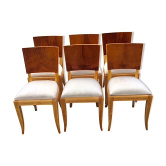 Série de chaises Art Deco en noyer