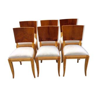 Series of Art Deco walnut chairs