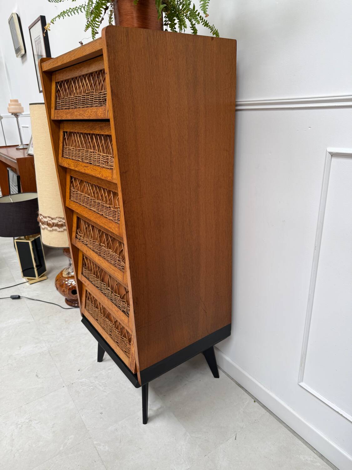 Vintage rattan chest of drawers