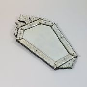 Venetian wall mirror in Murano glass with faceted floral decoration from the 1930s.