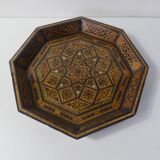 Oriental wooden marquetry tray