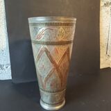 Antique engraved brass lassi glass – Indian artisanal bohemian vase