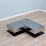 Vintage mirror glass coffee table NY FORM 1960s