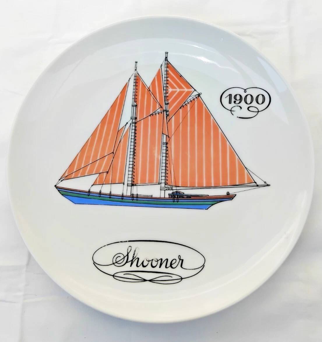 Auteuil Porcelain - Set of 6 Flat Plates - Nautical Theme