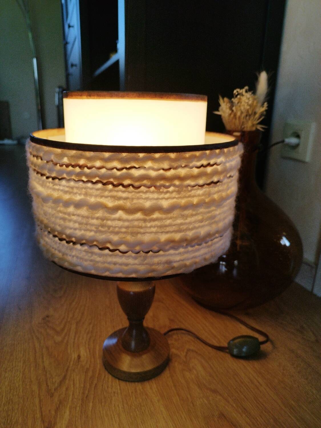Lampe à poser abat-jour laine