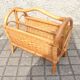 Magazine basket in vintage rattan and bamboo - heart pattern